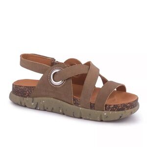 Kalso Earth Sandals Dalyla Open Toe Leather Olive Negative Heels Size 8